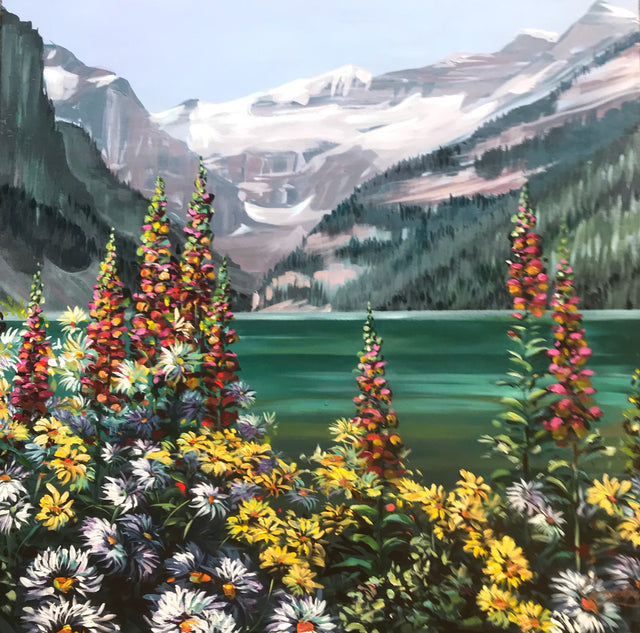 "Flowers at Lake Louise"   36" x 36"