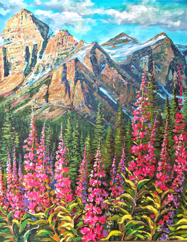 "Fireweed in the Rockies"  18" x 24"