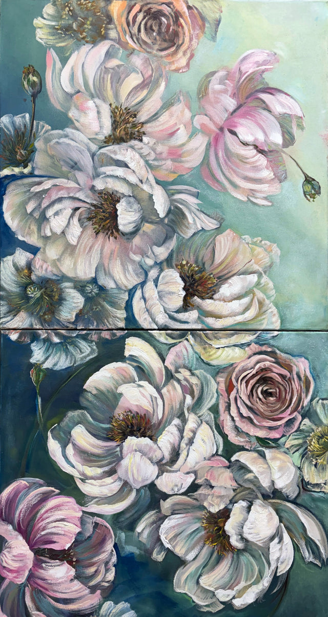 "Floral Cascade" 24" x 48"  