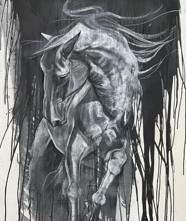 Equine Spirit - 40x60 Original Charcoal Drawing by Teresa Grasby