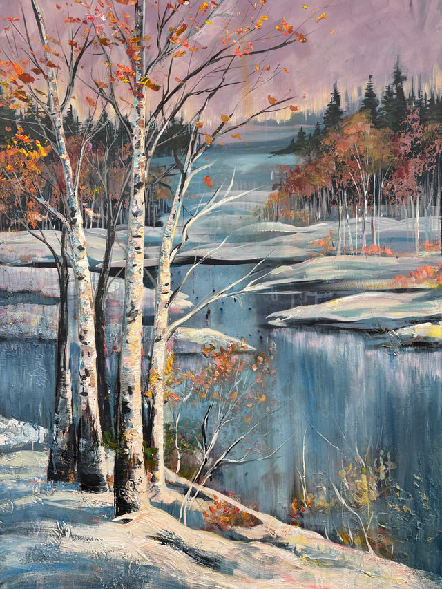 Aspen on the Pond | 24x36 | Original Acrylic Painting by Teresa Grasby