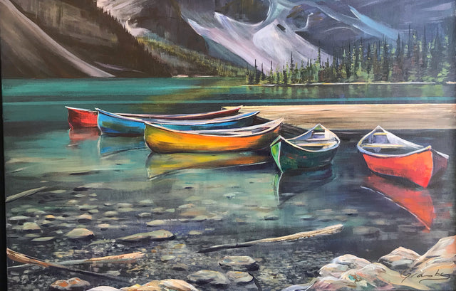 "Canoes At Moraine Lake"   24" x 36"