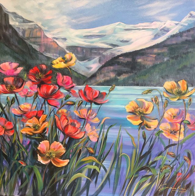 Copy of "Poppies at Lake Louise"     36" x 36"