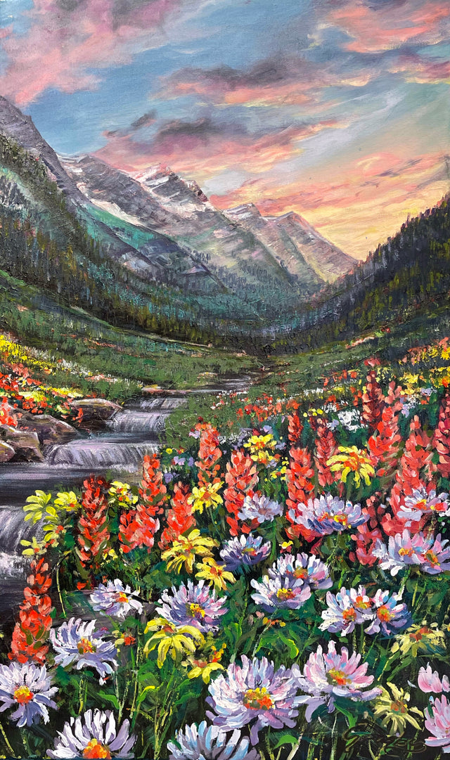 "Alpine Meadow Sunset"   18" x 30"